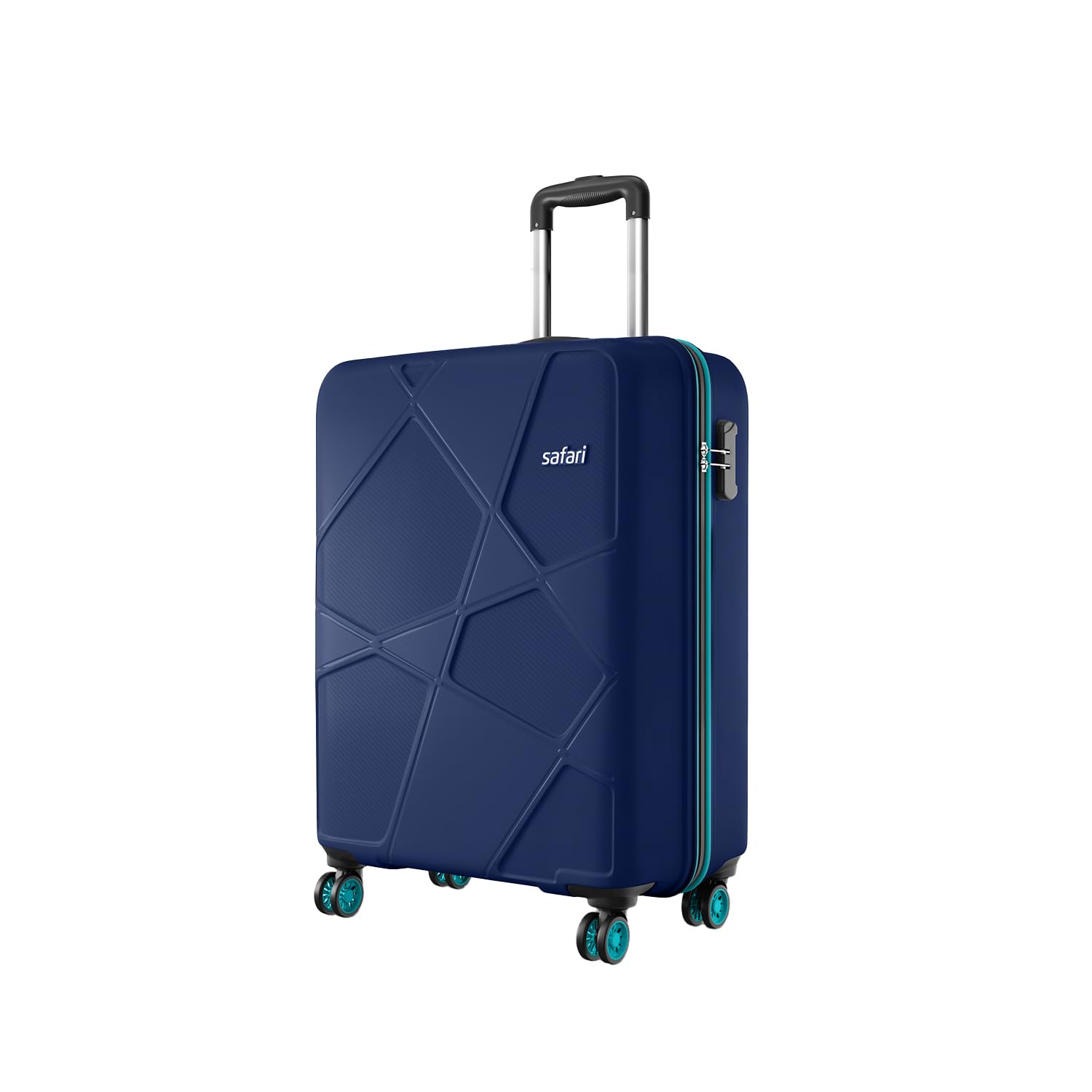Safari Cabin Pentagon Pro 8 Wheels 55Cm Trolley Bag Hard Case Polypropylene, 360º Wheeling Carry on Luggage for Men & Women, Suitcase for Travel, Navy