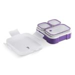 VAYA TYDBYT Lunch Box for Kids Girls, Stainless Steel Bento Box with 3 Compartments, Lightweight & Durable, Perfect Tiffin Box for School & College, Ideal for Packing Daily Meals – Purple