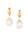 Ami White Enamel Dazzling Stone Embellished Bling Contemporary Drop Earring For Women-ZPFK19487