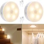 One94Store Motion Sensor Light with USB Charging, Wireless, Rechargeable, Adhesive LED Nightlight for Home (Pack of 2, Warm White)