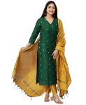 GoSriKi Women’s 3 Piece Kurta Pant Dupatta Set | Silk Cotton Kurta Sets for Woman | Kurti Set for Woman | Elegant Suit Set for Women Cotton | Women Kurta Sets with Dupatta Cotton