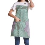 Krivety Kitchen Cooking Apron with Pocket & 2 Towels Stitched Waterproof Adjustable Durable Stripe Kitchen Women Men Apron with Pockets Towels Adjustable Bib Apron