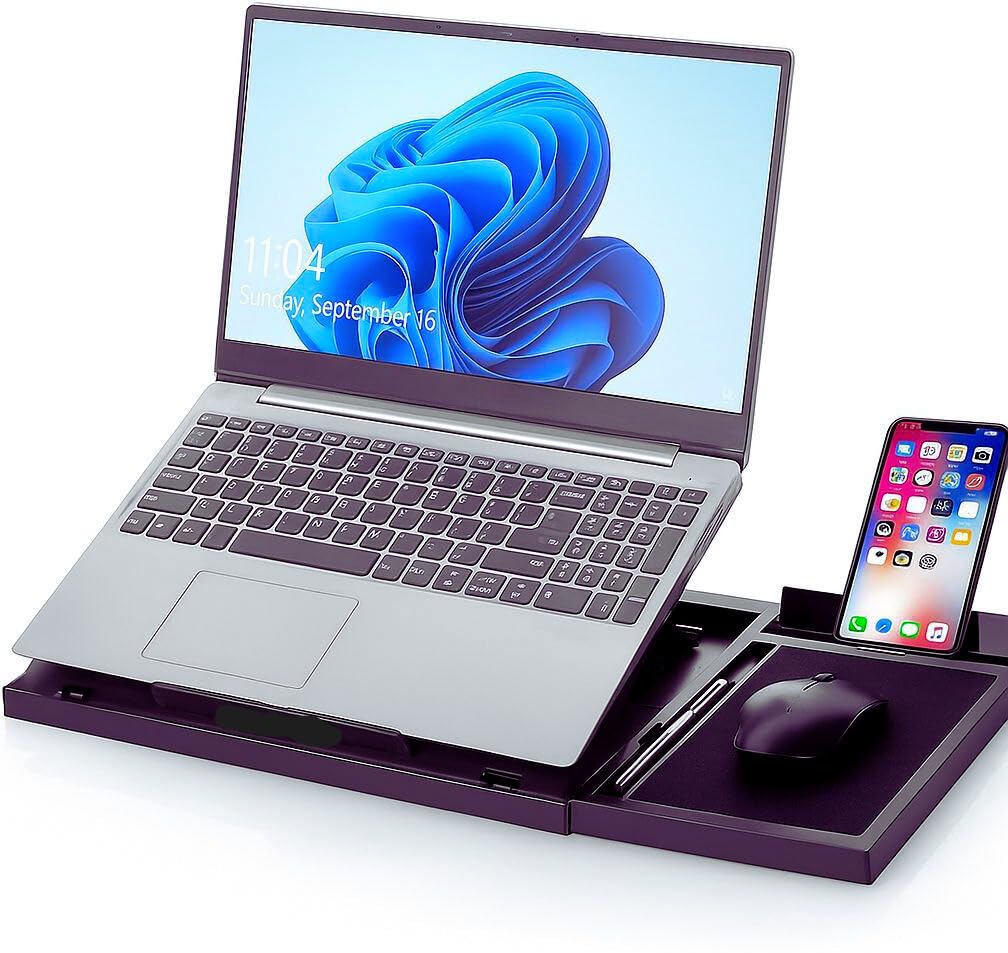 Laptop Stand with Detachable Mouse Pad & Phone Holder, Adjustable Stand for Laptops up to 18″ Striff for Table/Desk, Computer Stand, Office Desk Accessories