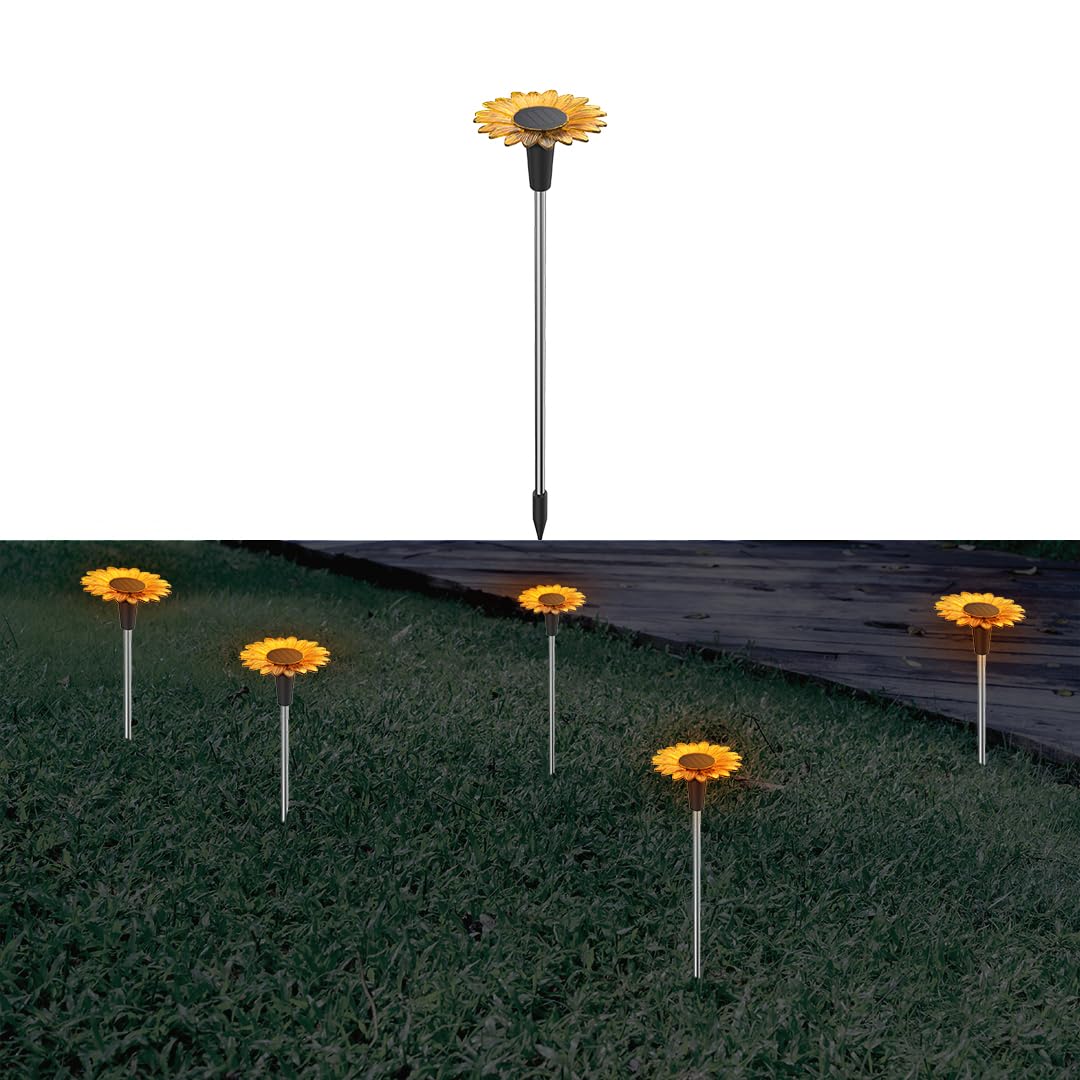hardoll Sunflower Shaped Solar Lights Outdoor Waterproof, Warm White Decorative Solar Light for Garden, Home & Pathway, Solar Lamp for Lawn, Patio & Decoration(Pack of 1)