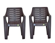 VV National Falcon Plastic Arm Chair | Heavy Duty & Durable | Comfortable Back Support | Stackable | Ideal for Home, Office & Outdoor Use | Brown