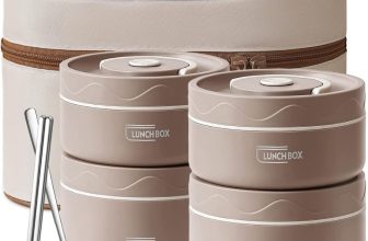 daiDokoro stainless steel 4 Insulated Container Lunch Box Set with Thermal Bag & Cutlery for Students/Office/College/Picnic – (Brown, 2500 ML)