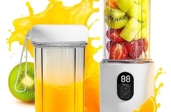 Blender Mixer Grinder 230W | 6 Blade | 1800mAh Battery Type-C Charging & Battery Indicator | Portable Smoothie Maker, Juicer, Protein Shakes, Chutneys, Baby Food – 500Ml Jar, (White)