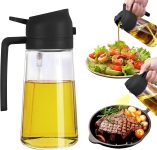 Misamo Enterprise Glass Oil Sprayer and Dispenser Bottle, 500ml Capacity, 2-in-1 Design, Black