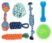 Agirav Dog Rope Toys + Chew Toys, Combo Pack of 7 (Color May Vary)