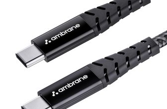 Ambrane Unbreakable 60W Fast Charging 1.5M Braided Type C to Type C Cable for Smartphones, Tablets, Laptops & Other Type C Devices, PD Technology, 480Mbps Data Sync (RCTT15, Black)