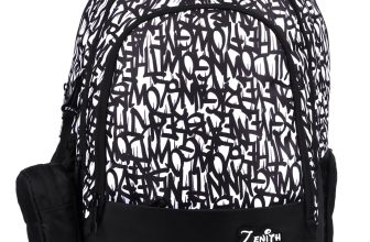 Zenith Charm 1 Laptop Backpack, 31L Capacity, Black and White Pattern, Multiple Compartments, 47 x 33 x 20 cm