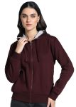 Alan Jones Clothing Women’s Solid Zipper Hooded Sweatshirt | Front Zip, Ribbed Hem, Lined Hood, Casual Winter Wear