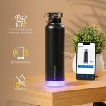 Aquaminder Smart Water Bottle | Customised LED & Timer Hydration Reminder with BT Mobile Phone Connection, Thames with App 600 ML (Biege)