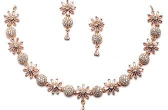 ZENEME Rhodium Plated Silver Toned White American Diamond Studded Necklace With Earring Jewellery Set For Woment and Girl