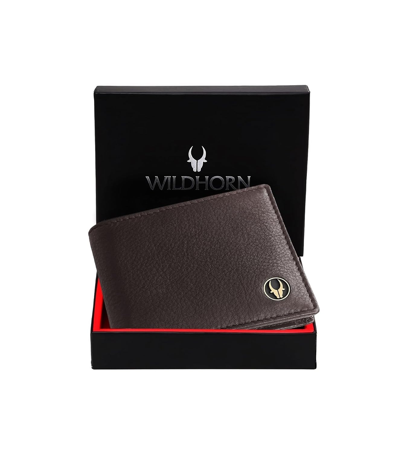 WildHorn RFID Protected Leather Wallet for Men I 2 Currency Compartment I 6 Card Slots I 1 Coin Pocket (Brown)