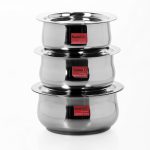 Sumeet Stainless Steel Cookware Set With Lid, 2.6, 3.3 L, 3 Piece (Steel), 3.3 Liter Silver