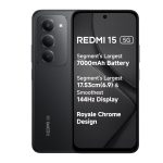 Redmi 15 5G Midnight Black 6GB + 128GB | Segment’s Largest 7000mAhA Battery | Segment’s Largest Display 17.53cm(6.9) Up to 144Hz | Snapdragon 6s Gen 3 | 18W Reverse Charging | 50MP AI Dual Camera