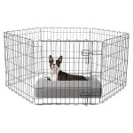 Midwest Homes for Pets Foldable Metal Pet Dog Exercise Fence Pen with Gate – 60 X 60 X 24 Inches, Suitable for All Types of Small Breeds, Puppies