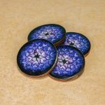ireka HOMES Blue Nebula Acacia Wood Coaster Set (Set of 4) – Premium Handcrafted Wooden Drink Coasters with Stunning Enamel Artwork, Stylish & Durable Tabletop Protection for Home & Office