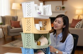 Multipurpose Plastic Basket Storage Rack with Wheels – Stackable Organizer Shelf (Pack of 3)