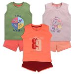 LuvLap Baby Boys Regular Fit 100% Cotton Sleeveless Boys T-Shirt & Shorts Set Pack of 3