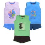 LuvLap Baby Boys Regular Fit 100% Cotton Sleeveless Boys T-Shirt & Shorts Set Pack of 3