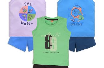 LuvLap Baby Boys Regular Fit 100% Cotton Sleeveless Boys T-Shirt & Shorts Set Pack of 3