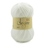 Ganga Acrowools Acrylic Desire Hand Knitting and Crochet Yarn. Pack of 1 Ball – 100Gms. Shade No – Dsr007, White