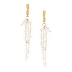 Yellow Chimes Earrings For Women Gold Tone Crystal Studded Star Long Multilayer Chain Tassel Pearl Drop Dangler Earrings For Women and Girls