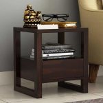 Sheesham Wooden Bedside Table with Shelf Storage for Bedroom | Solid Wood Nightstand Lamp Table for Home | End Table | Rosewood Sofa Side Table for Living Room (Walnut)
