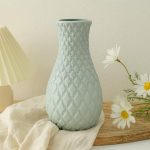 Amazon Brand – Umi Pear Shape Plastic Decorative Vase for Home Décor – Modern Textured Table Vase for Living Room, Bedroom, Office, Table, Shelves and Artificial Flower Display | Only Vase (Grey)