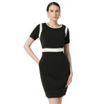 Van Heusen Women’s Regular Fit Half Sleeve Mid Thigh Length Sheath Dress