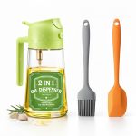 Oil Dispenser Bottle for Kitchen 500ml with Silicone Spatula | Food Grade Glass Oil Pourer with Leak-Proof Nozzle | Heat Resistant Silicone Cooking Spatulas for Baking, Frying (Multicolor)