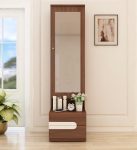CASPIAN Engineered Wood Single Door Wooden Vanity Dressing Table (Rainforest Brown) | Pre-Assembled Furniture with Mirror | Bedroom Storage for Makeup & Accessories Organizer | 6 Shelves & 2 Drawers