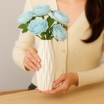 Amazon Brand – Umi Wave Shape Plastic Decorative Vase for Home Décor – Modern Textured Table Vase for Living Room, Bedroom, Office, Shelves and Artificial Flower Display | Only Vase (White)