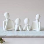 Couple Family Statue | Ceramic Thinker Sculpture | Home Decor Items for Living Room Show Piece | Table Artifact (White | Set of 4), People