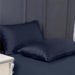 Enchant home 300 TC Art Silk Satin Pillow Cover Set | Durable Satin Pillow Cover with Envelope Closure | Luxury Satin Pillow Covers | Cozy Satin Pillow Covers (2, Navy Blue)
