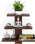 CHARMWUD 3-Tier Wooden Wall Mounted Floating Shelves, Dark Brown, Modern Decorative Display Shelf