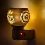 Glass Camphor Diffuser | Electric Camphor Diffuser Bowl with On/Off Switch | Dual-Function Electric Kapoor Dani & Night Lamp | Fragrance Vaporizer for Home, Temple & Office (Ganesh & Om)