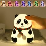 One94Store Rechargeable Silicone Panda Night Light for Kids | 7-Color LED Changing Lamp |Adorable Room Decor & Gift for Toddlers, Teens, & Valentine’s Day Present|Soft BPA-Free Nightlight| Multicolour