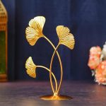 Premium Iron Gold Plated 3 Leaf Shape Decoration Table Stand for Home and Living Room Decor – (7.8 inches, Gold)- Decorative Items for Home Decor, Showpiece for Home Decor