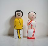 Wooden Peg Dolls Bengali Couple Non Toxic Colors (2 Years+) – Set of 2 Wooden Dolls | Pretend Play, Open Ended Toys, Improves Childs Creativity