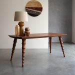 Austin Solid Wood Dining Table Only with Designer Legs | 6 Seater Dining Room Table for Home, Restaurant, Cafeteria & Lounge | Mango Wood, Teak Finish |