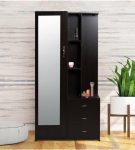 CASPIAN Engineered Wood 1 Door Vanity Dressing Table Cum Wardrobe (Rainforest Dark) | Pre Assembled Cupboard/Almirah Furniture with Mirror | Bedroom Clothes Storage Organizer with 5 Shelves