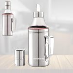 1000ML Stainless Steel Oil Dispenser Bottle with Handle | Steel Cap & Small Nozzle for Pouring|Fiber Window for Easy Oil Level Monitoring| Ideal for Kitchen Cooking