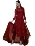 Anni Designer Pure Cotton Maroon Kurta Pant Set with Dupatta for Women | 3 Piece Gold Hand Block Printed Suit Set | Cotton Kurta Set for Women | Festive Kurti Set