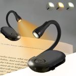 One94Store Plastic Mini Clip Reading LED Study Lamp with Special Folding Feature for Students, Clip-On Reading Light, USB Rechargeable, 3 Modes, Eye-Caring Night Light (Black)