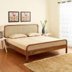 Rattan Solid Mango Wood King Size Bed | Non Storage Cane Cot | Honey Finish | Mattress Size: 72 x 78 Inches | DIY Assembly