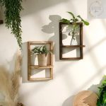 Mahogany and Oak Wood Set of 2 Floating Shelves, Planter, Wall Art, Home Decor Items, Multicolor (Mahogany and Oak, 2)