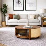 Cane Solid Wood Coffee Table | Rattan Round Centre Table for Loving Room Wooden | Sheesham Wood, Teak Finish | Tea POY Table with Storage